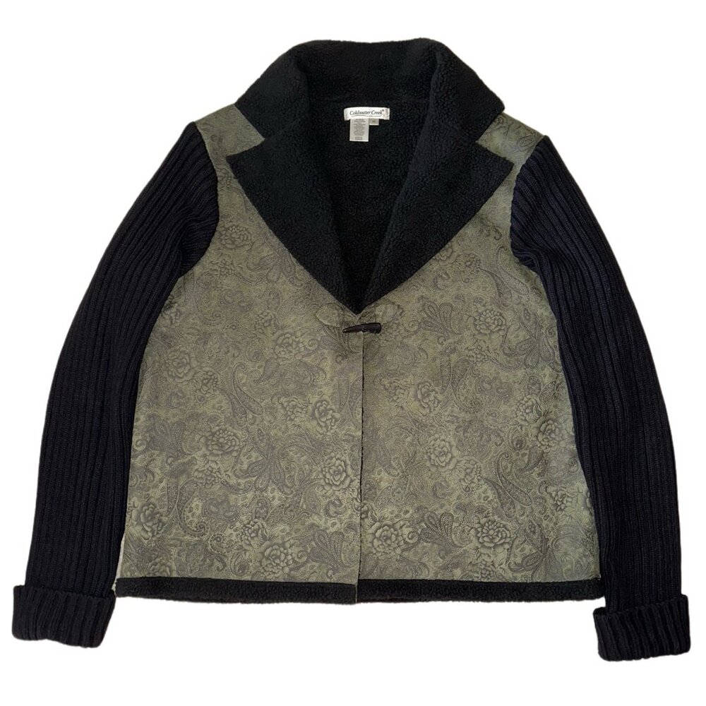 Coldwater Creek Black and Olive Green Fleece-Lined Jacket